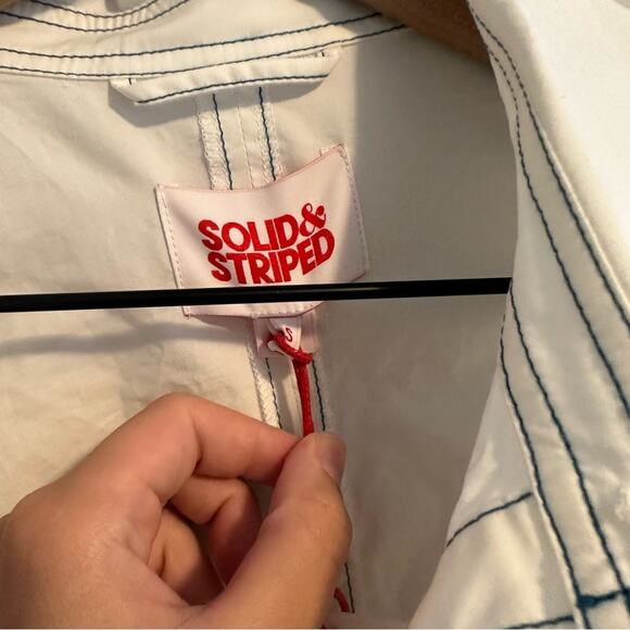 NWT SOLID & STRIPED White Cropped Long Sleeve Cotton Top Small - Picture 7 of 9